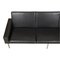 Black Patinated Leather Airport Sofa from Hans Wegner, 1990s 6