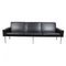 Black Patinated Leather Airport Sofa from Hans Wegner, 1990s, Image 1