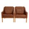 Model 2207 Brown Leather Armchairs by Børge Mogensen for Fredericia, Set of 2 1