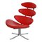 Red Leather Corona Armchair from Poul M Volther, Image 2