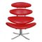 Red Leather Corona Armchair from Poul M Volther 1