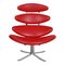 Red Leather Corona Armchair from Poul M Volther, Image 1