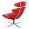 Red Leather Corona Armchair from Poul M Volther, Image 3