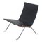 PK-22 Lounge Chair with Black Aniline Leather by Poul Kjærholm for Fritz Hansen 1
