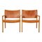 Premiere-69 Armchairs in Oak and Natural Core Leather by Per-Olof Scotte for Ikea, 1970s, Set of 2 1