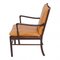 Colonial Stuhl aus cognacfarbenem Anilinleder von Ole Wanscher 3