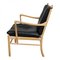 Colonial Chair in Oak and Black Classic Leather by Ole Wanscher, 1990s, Image 5