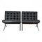 Barcelona Chairs in Black Aniline Leather by Ludwig Mies Van Der Rohe for Knoll Inc., 1970s, Set of 2 1