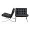 Barcelona Chairs in Black Aniline Leather by Ludwig Mies Van Der Rohe for Knoll Inc., 1970s, Set of 2 2