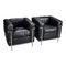 LC-2 Armchairs in Patinated Black Leather by Le Corbusier for Cassina, Set of 2, Image 2