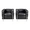 LC-2 Armchairs in Patinated Black Leather by Le Corbusier for Cassina, Set of 2 1