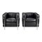 Poltrone LC-2 in pelle nera patinata di Le Corbusier per Cassina, set di 2, Immagine 1