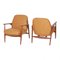 Model 401 Armchairs in Cognac Aniline Leather by Ib Kofod-Larsen for Slagelse Møbelværk, Set of 2, Image 5