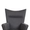 Wingchair with Ottoman in Grey Fabric by Hans Wegner for Carl Hansen & Søn, Set of 2 5