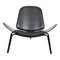 Shell Chair in Black Lacquered Leather by Hans J. Wegner for Carl Hansen & Søn, 2000s 1