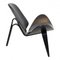 Shell Chair in Black Lacquered Leather by Hans J. Wegner for Carl Hansen & Søn, 2000s 2