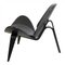 Shell Chair in Black Lacquered Leather by Hans J. Wegner for Carl Hansen & Søn, 2000s, Image 4