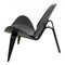 Shell Stuhl aus schwarz lackiertem Leder von Hans J. Wegner für Carl Hansen & Søn, 2000er 4