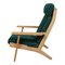 GE-290A Lounge Chair with Ottoman in Green Fabric by Hans Wegner for Getama, 1990s, Set of 2 5