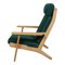 Sillón GE-290A con otomana de tela verde de Hans Wegner para Getama, años 90. Juego de 2, Imagen 5