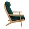 GE-290A Lounge Chair with Ottoman in Green Fabric by Hans Wegner for Getama, 1990s, Set of 2 3