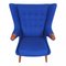 Blue Fabric and Teak Papa Bear Chair by Hans J. Wegner, 1970s 2