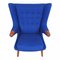 Blue Fabric and Teak Papa Bear Chair by Hans J. Wegner, 1970s, Image 2