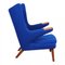 Blue Fabric and Teak Papa Bear Chair by Hans J. Wegner, 1970s 4
