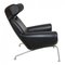 Black Aniline Leather EJ-100 Ox Chair by Hans J. Wegner for Erik Jørgensen, 1960s 10