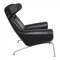 Sedia EJ-100 in pelle nera di Hans J. Wegner per Erik Jørgensen, anni '60, Immagine 10