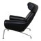 Black Aniline Leather EJ-100 Ox Chair by Hans J. Wegner for Erik Jørgensen, 1960s 7