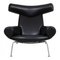 Black Aniline Leather EJ-100 Ox Chair by Hans J. Wegner for Erik Jørgensen, 1960s 1