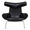 Black Aniline Leather EJ-100 Ox Chair by Hans J. Wegner for Erik Jørgensen, 1960s, Image 1