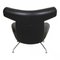Black Aniline Leather EJ-100 Ox Chair by Hans J. Wegner for Erik Jørgensen, 1960s 9