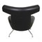 Black Aniline Leather EJ-100 Ox Chair by Hans J. Wegner for Erik Jørgensen, 1960s, Image 9