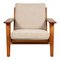 Poltrona GE-290 in quercia con cuscini beige originali di Hans J. Wegner per Getama, anni '80, Immagine 1