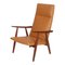 Silla GE-260A de teca y cuero anilino coñac de Hans J. Wegner para Getama, Imagen 1