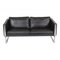 JH-808 Sofa aus Schwarzem Patiniertem Leder von Hans J. Wegner 1