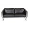 JH-808 Sofa in Black Patinated Leather by Hans J. Wegner 1