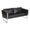 JH-808 Sofa aus Schwarzem Patiniertem Leder von Hans J. Wegner 2