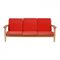 GE-290 Sofa mit rotem Stoffbezug von Hans J. Wegner für Getama 1