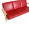 Three-Personers Sofa in Red Leather and Oak Frame by Hans J. Wegner for Getama 4