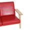 Canapé Trois Places en Cuir Rouge et Structure en Chêne par Hans J. Wegner pour Getama 6