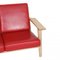 Drei-Personen Sofa aus rotem Leder mit Gestell aus Eiche von Hans J. Wegner für Getama 6