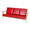 Drei-Personen Sofa aus rotem Leder mit Gestell aus Eiche von Hans J. Wegner für Getama 2