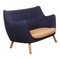 Poeten Sofa in Blue Fabric with Orange Seat Cushion by Finn Juhl, Image 2