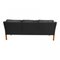 Three Seater 2323 Sofa in Black Bison Leather by Børge Mogensen for Fredericia, Image 3