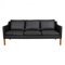 Three Seater 2323 Sofa in Black Bison Leather by Børge Mogensen for Fredericia 1