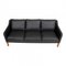 Three Seater 2323 Sofa in Black Bison Leather by Børge Mogensen for Fredericia 5