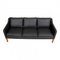 Three Seater 2323 Sofa in Black Bison Leather by Børge Mogensen for Fredericia, Image 5